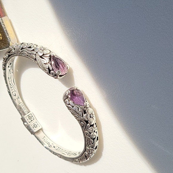 Sterling Silver Amethyst Cuff Bracelet - Picture 4 of 5